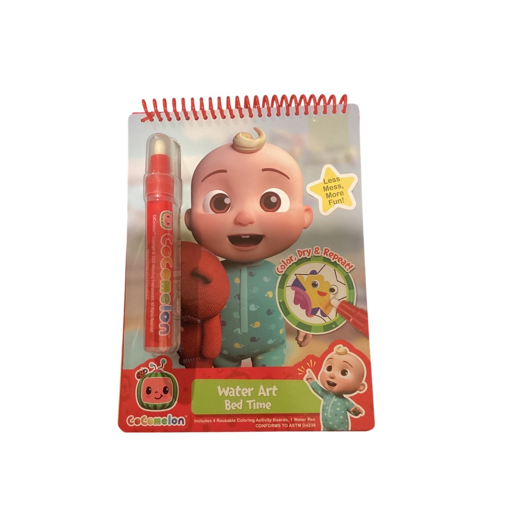 Cocomelon Water Art Bed Time Reusable Coloring Book with Water‎ Pen Mess Free